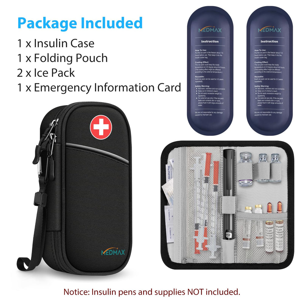 MEDMAX insulin cooler travel case reflective strip aids nighttime visibility