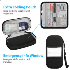 MEDMAX insulin cooler travel case open with pens vials and ice packs