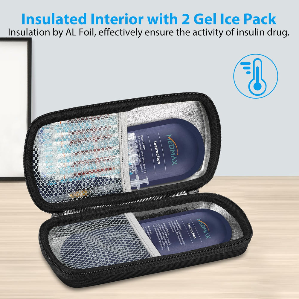 MEDMAX insulin pen folding pouch inside for organized storage of pens and vials