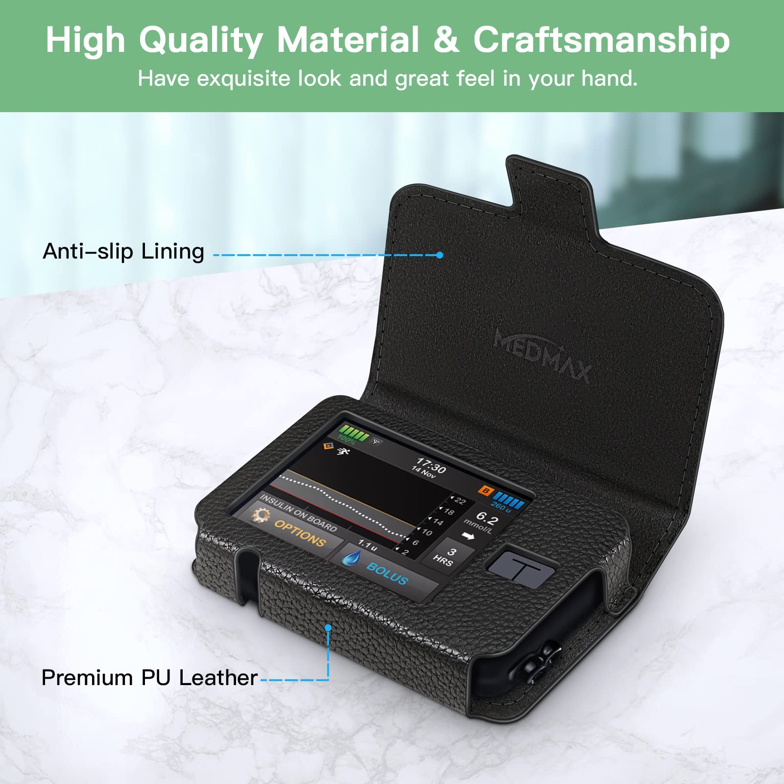 MEDMAX precise cutouts ensure easy access to buttons and ports.
