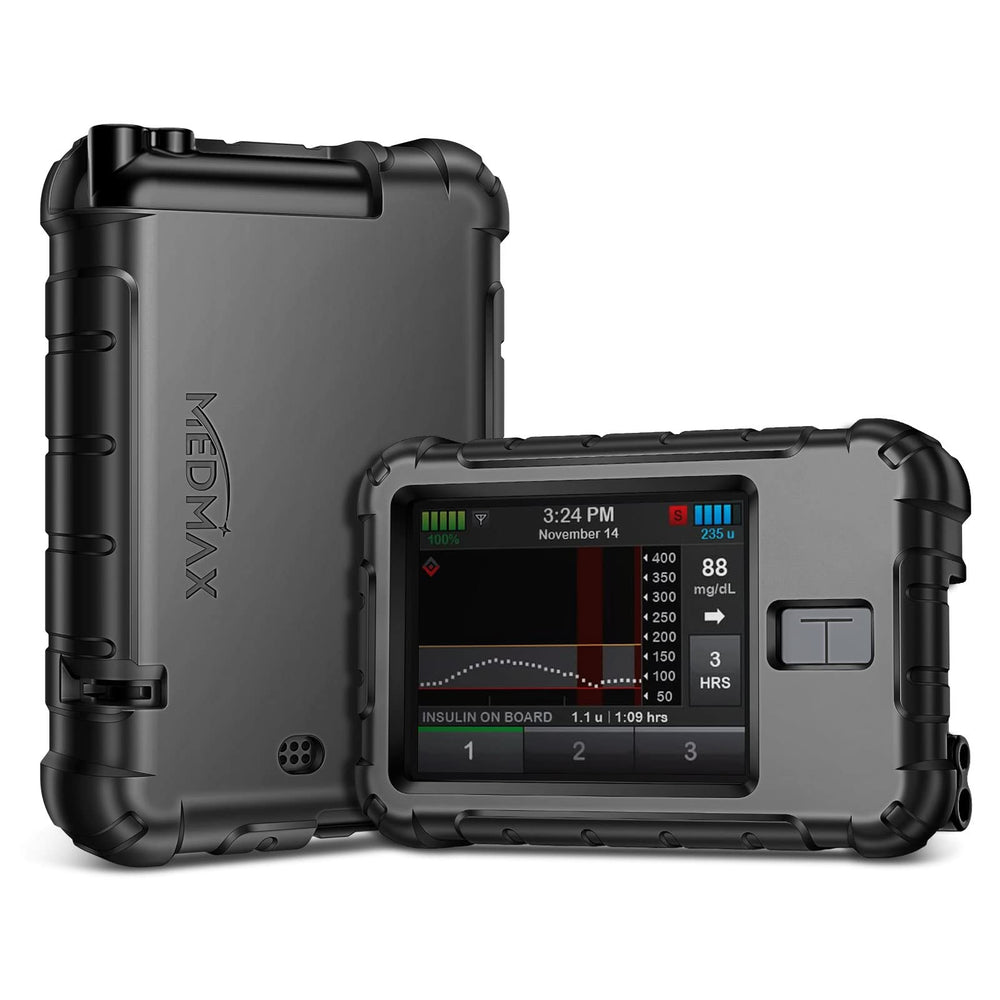 MEDMAX silicone case for Tandem T:Slim X2 front view enhances grip and drop protection.