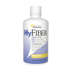 Medtrition HyFiber Daily bottle pouring into a glass for easy daily fiber intake.