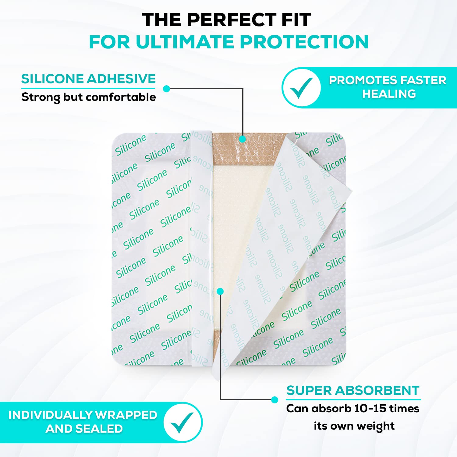 MedVance dressing close-up shows soft adhesive layer that protects skin during changes.