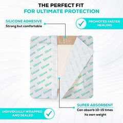 MedVance dressing close-up shows soft adhesive layer that protects skin during changes.