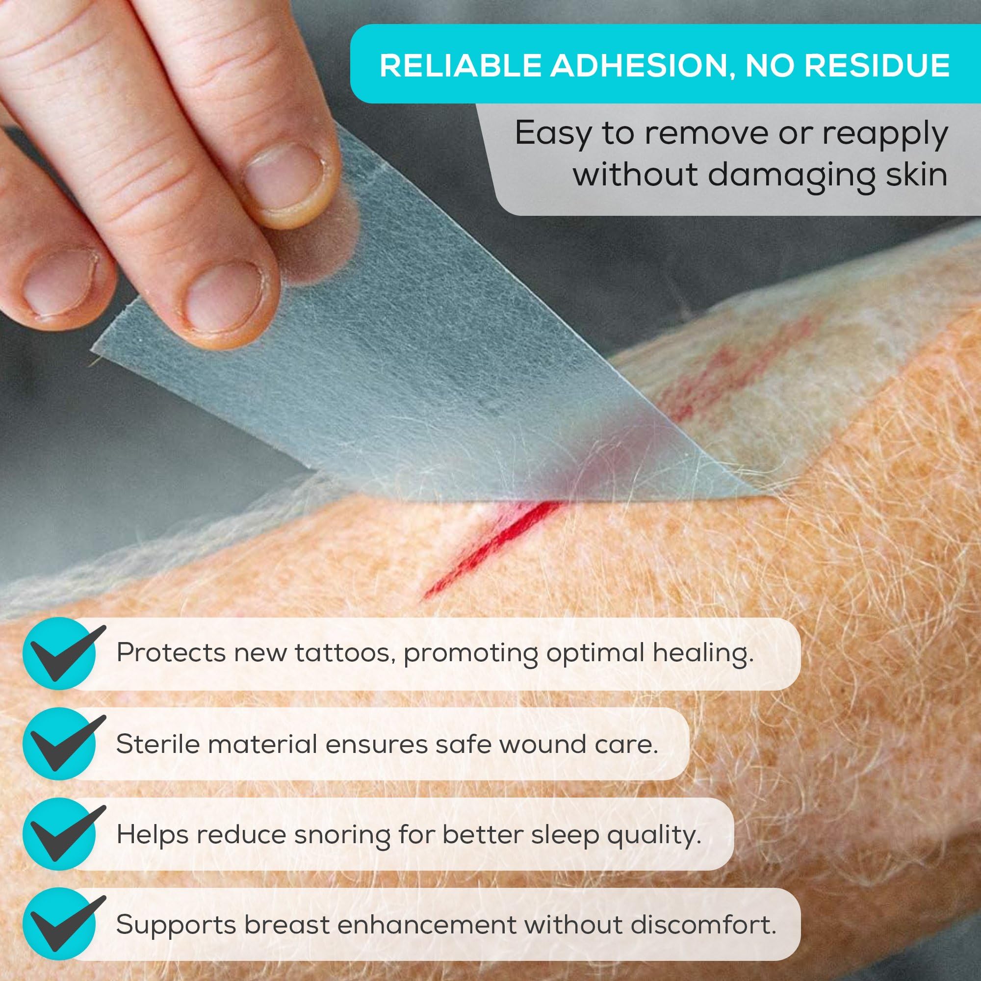 MedVance easy removal non-stick tape demonstrates residue-free removal.