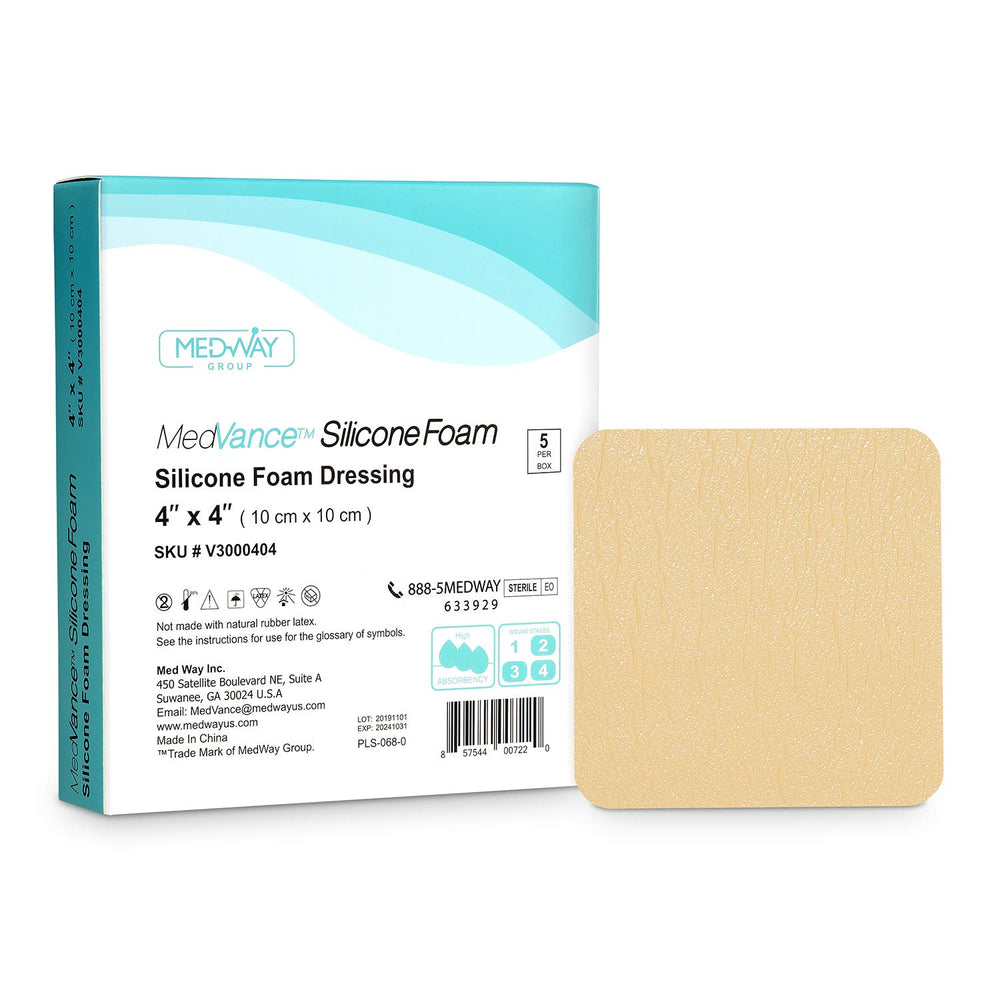 MedVance silicone dressing 4x4 pack of five, sterile ready