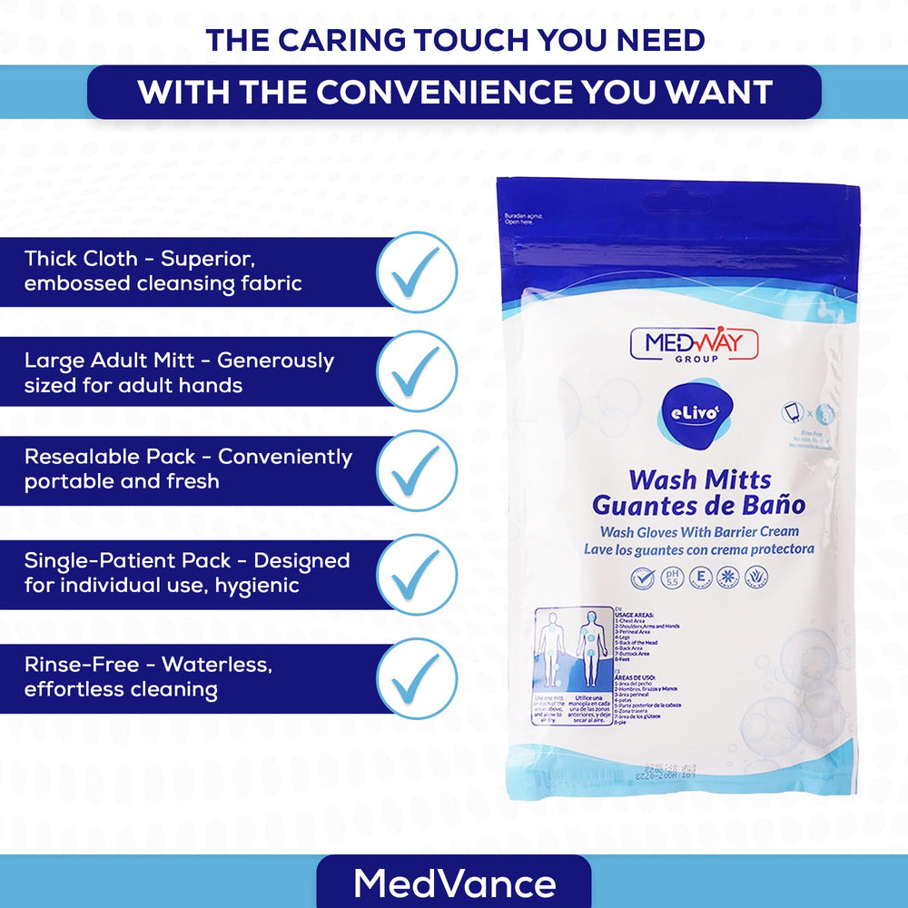 MedVance travel camping wash mitts for on-the-go care