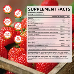 MEENCCD Berberine Gummies bottle label close-up showing ingredients and GMP quality.