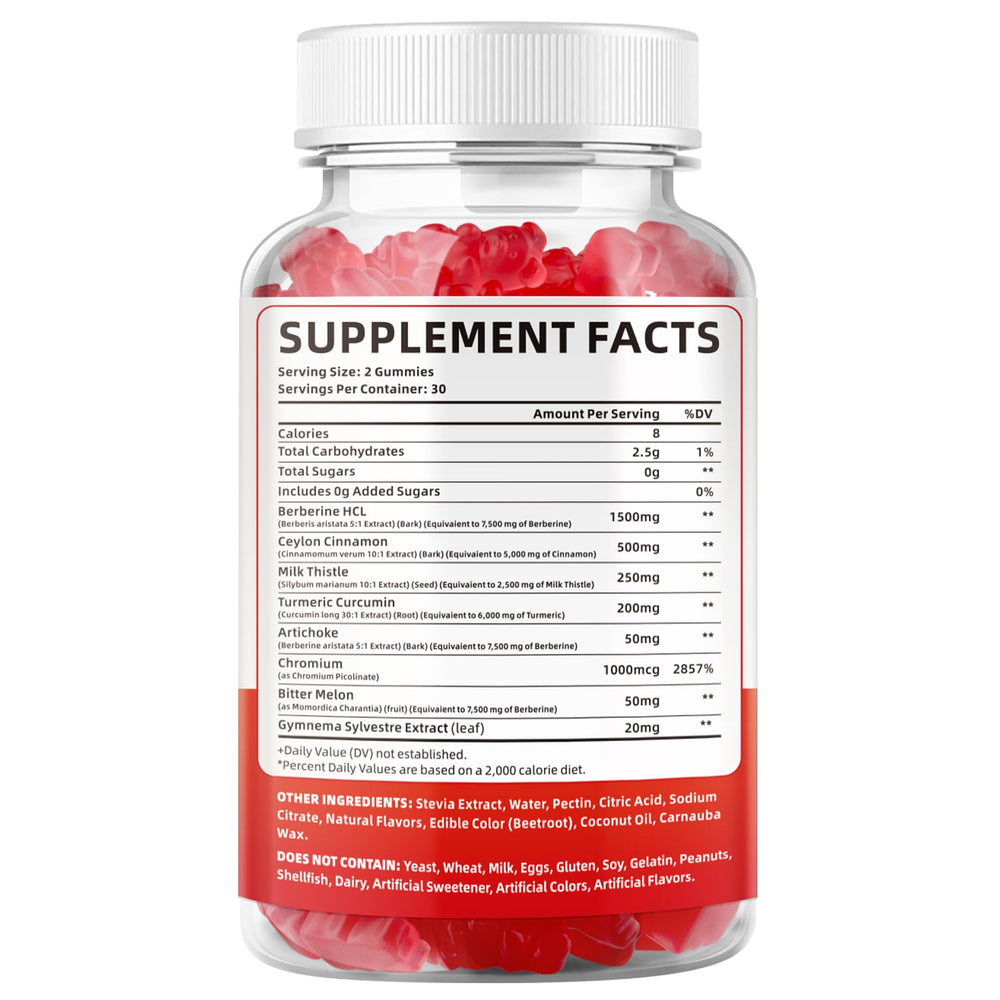 MEENCCD Berberine Gummies close-up of gummy texture and color.