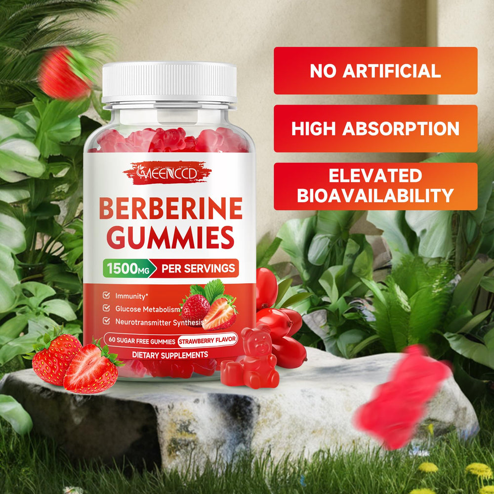 MEENCCD Berberine Gummies vegan sugar-free label supports guilt-free supplementation.