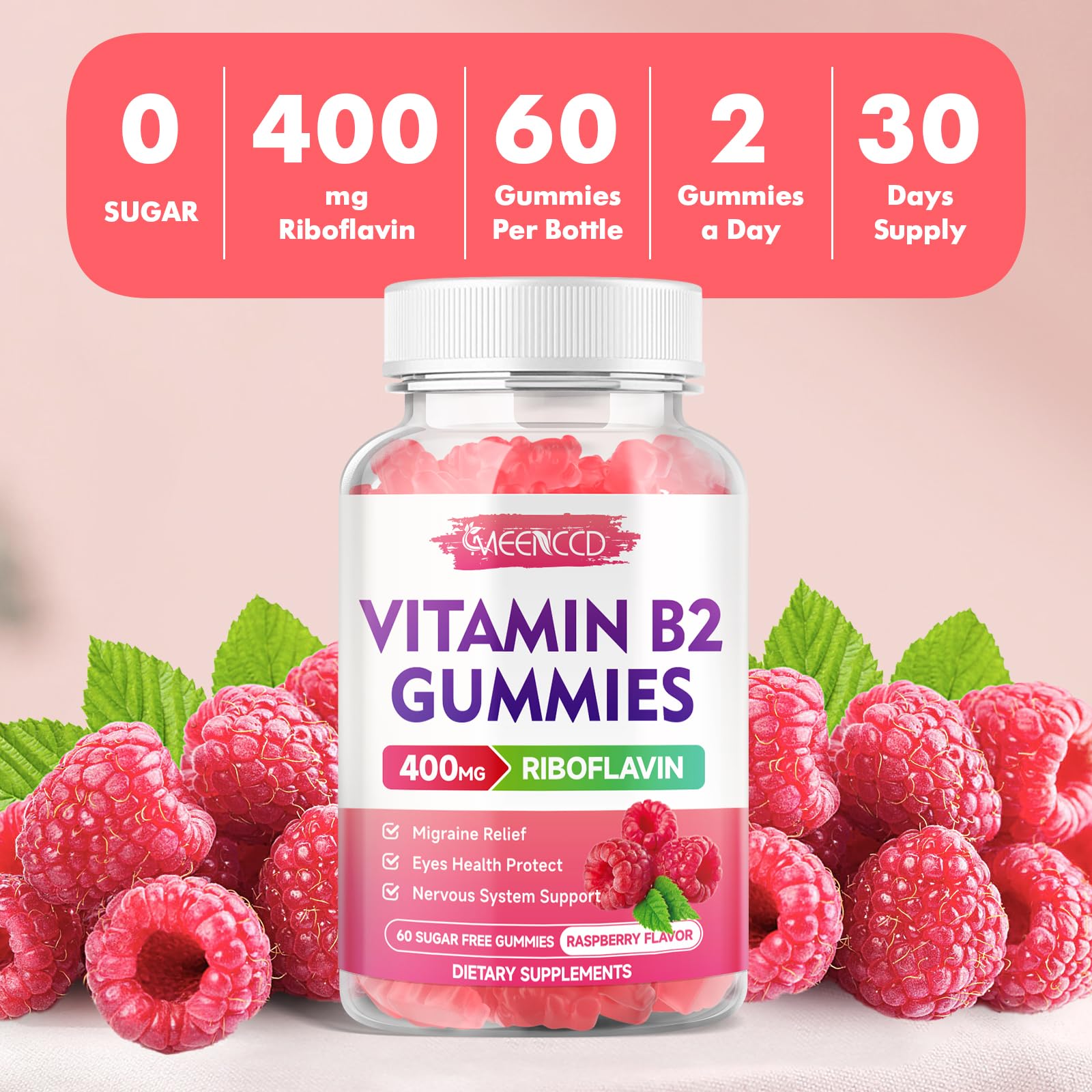 MEENCCD Plant-based B2 Gummies ideal for vegetarians.