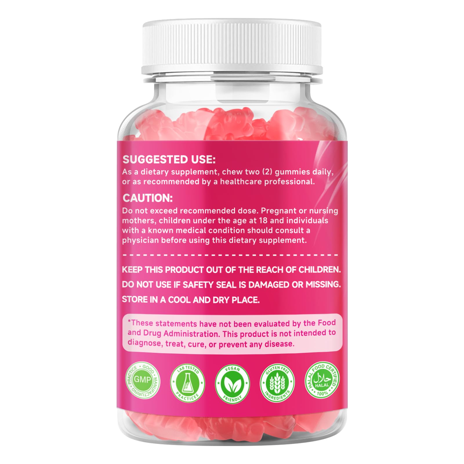 MEENCCD L-Tyrosine Gummies vegan non-GMO label reinforces clean ingredients