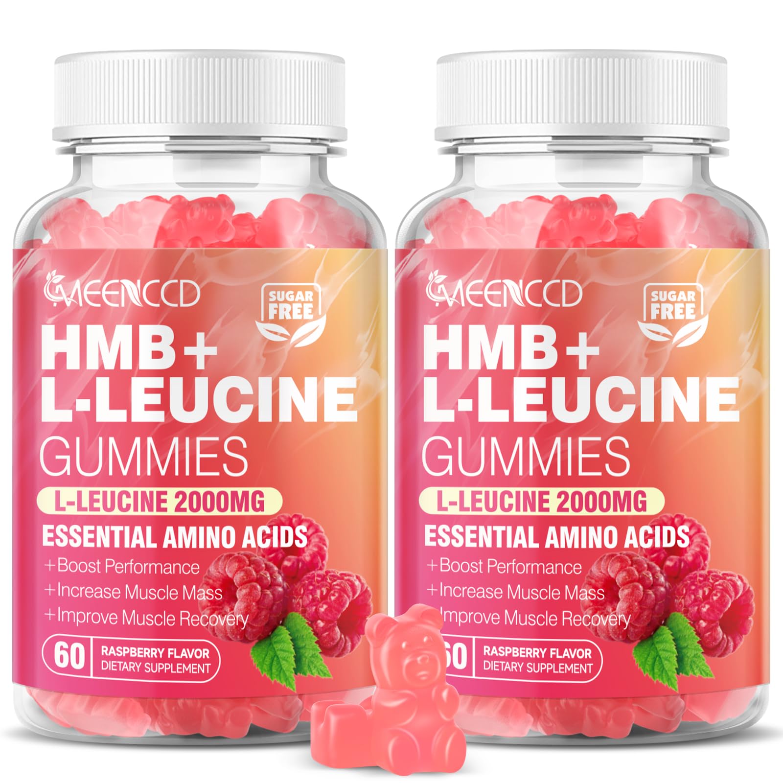 MEENCCD HMB and Leucine gummies bottle for convenient post-workout nutrition