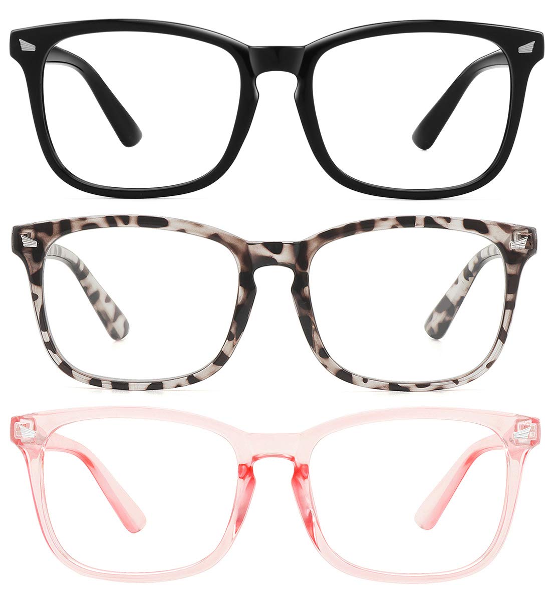 MEETSUN blue light blocking glasses in black, front view for daily screen protection