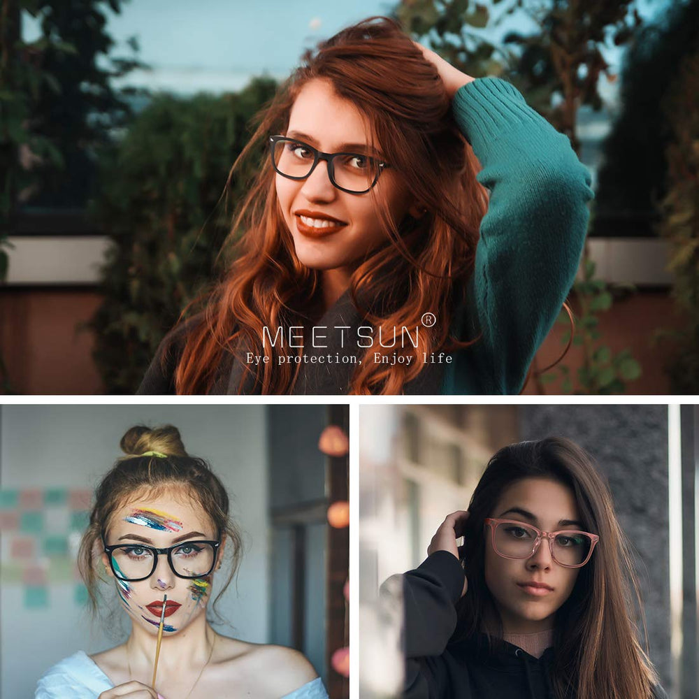MEETSUN leopard print blue light blocking glasses front view adds stylish daily wear