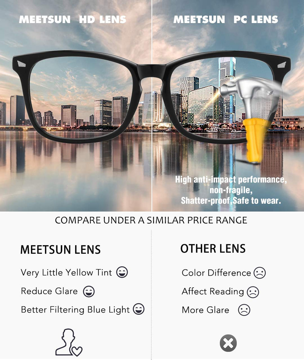 MEETSUN pink frame blue light blocking glasses front view highlights lightweight comfort