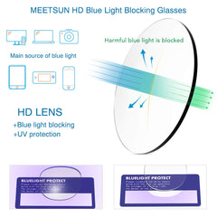 MEETSUN blue light glasses with UV400 protection safeguard eyes during daytime work.