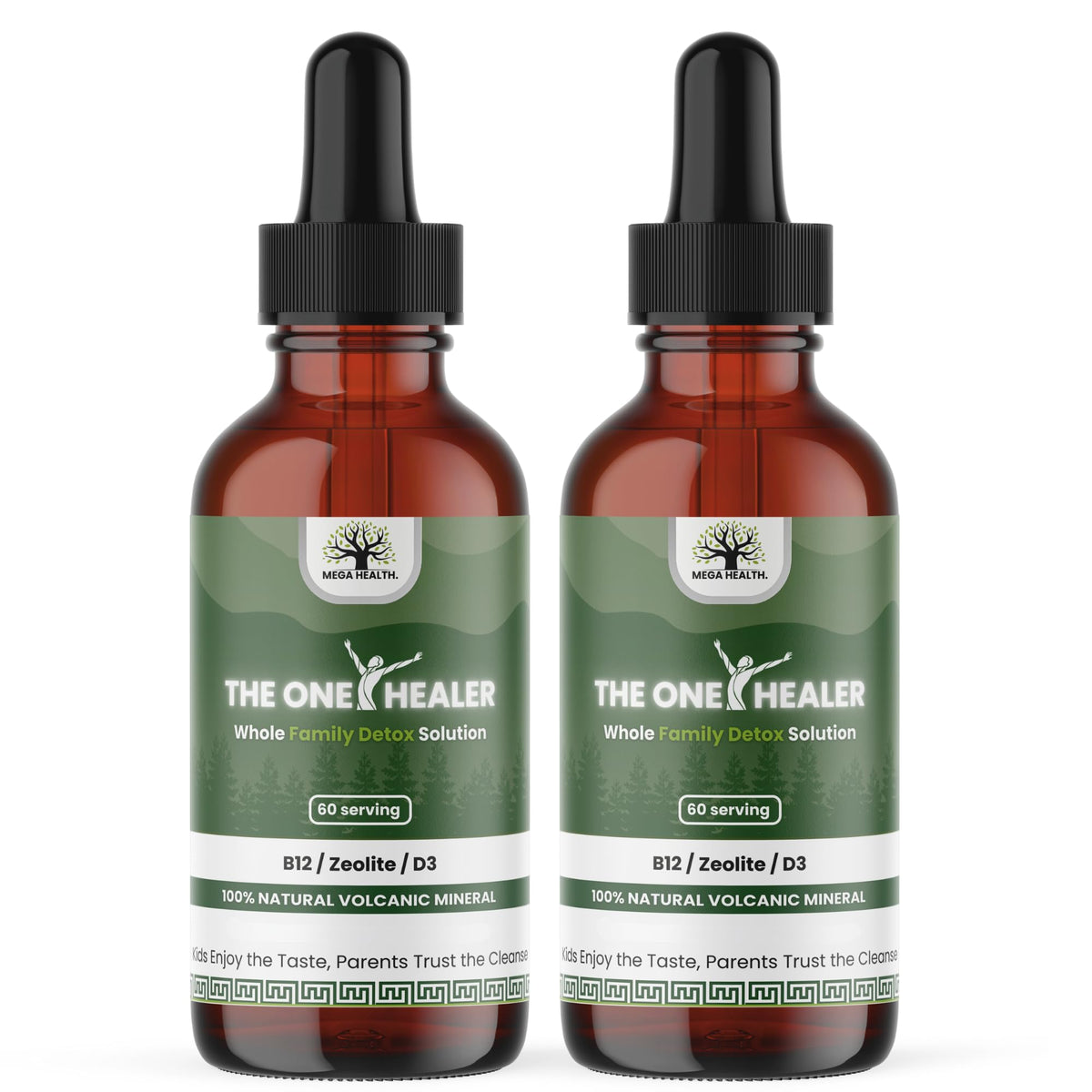 MEGA HEALTH The One Healer Zeolite Detox bottle offers gentle detox support for families