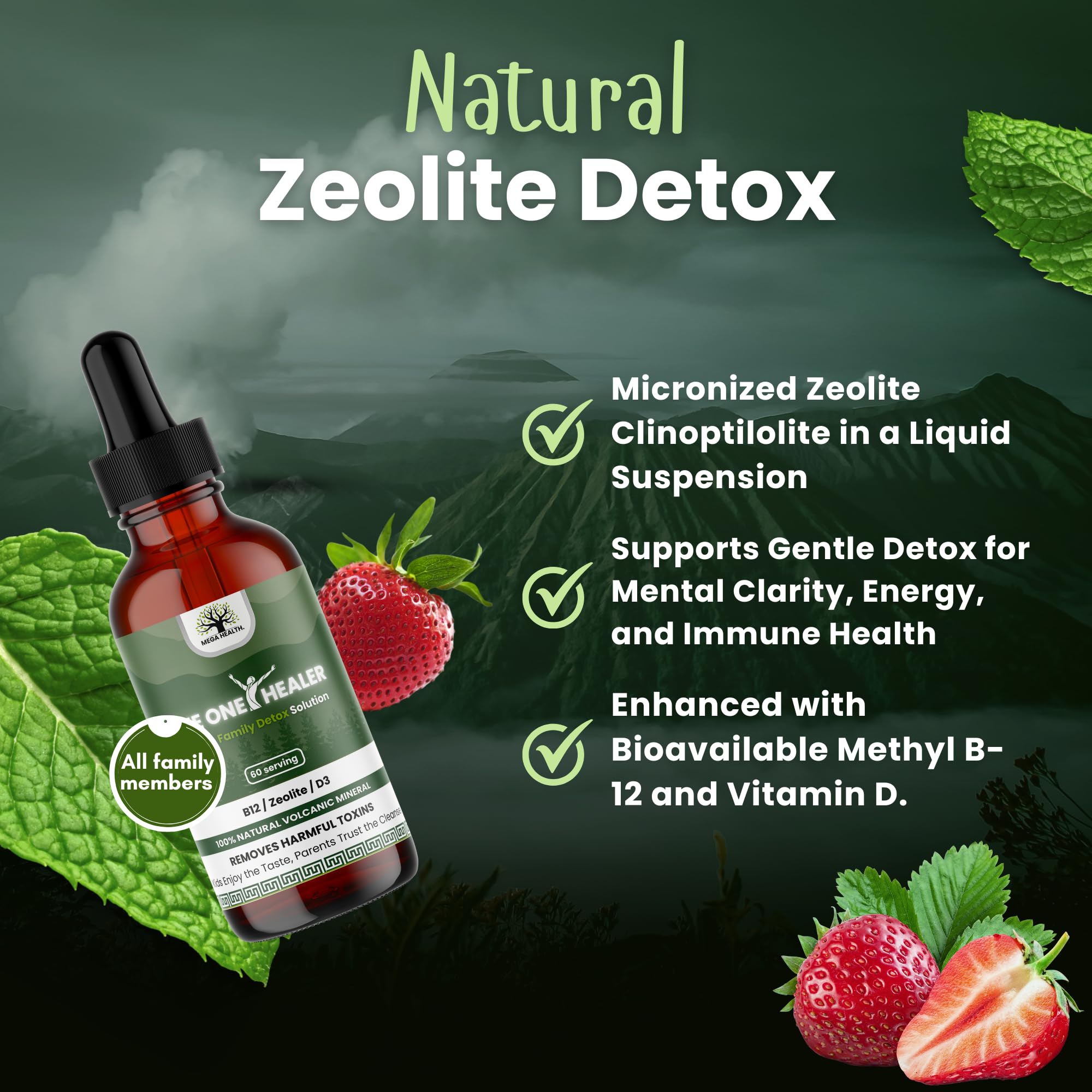 MEGA HEALTH Raspberry-strawberry flavor invites easy mixing with water or juice