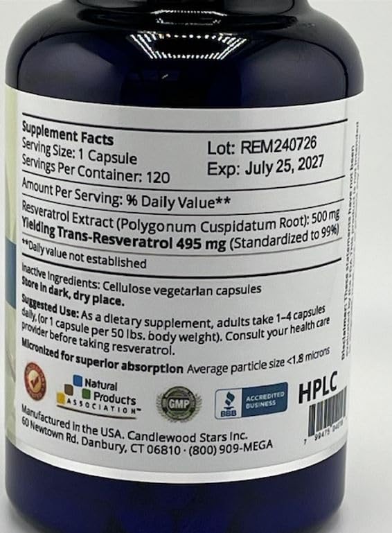 Mega Resveratrol daily dose card helps planning intake.