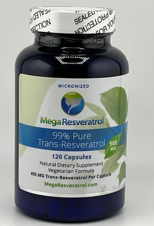 Mega Resveratrol packaging idea shows compact bottle for travel.