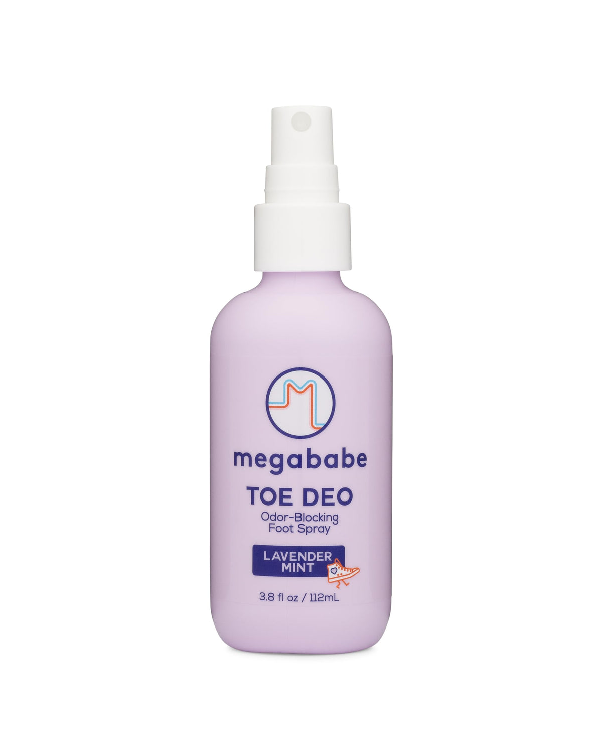 Megababe Toe Deo Foot Spray bottle ready for use to refresh feet.