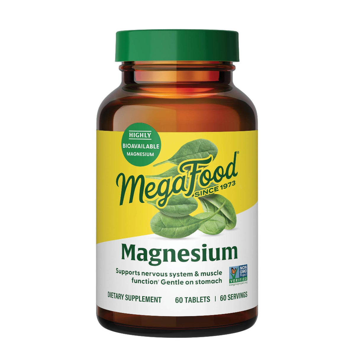 MegaFood Magnesium Glycinate bottle with label showing chelated magnesium for daily support