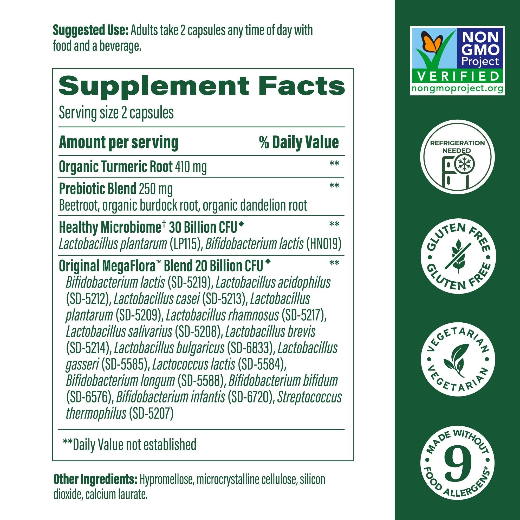 MegaFlora capsules show 50 billion CFU for probiotic strength