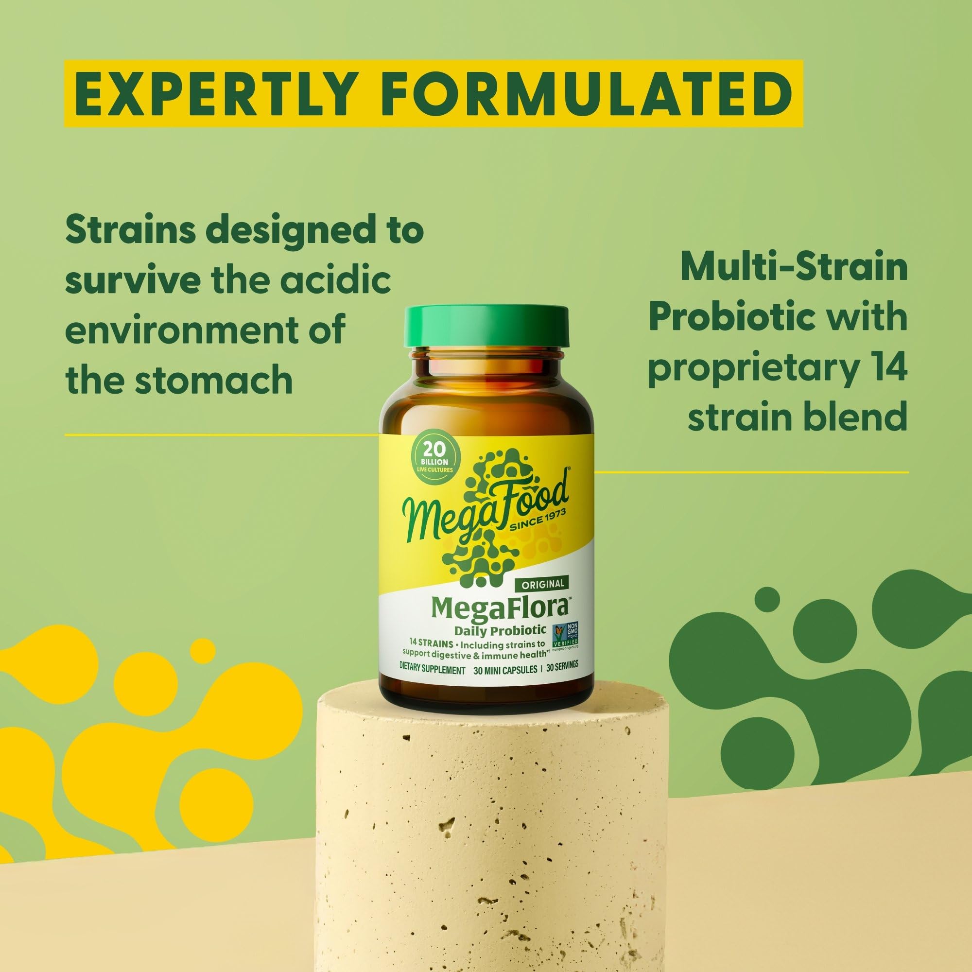 MegaFood MegaFlora 14-strains pack image emphasizes immune-support potential.