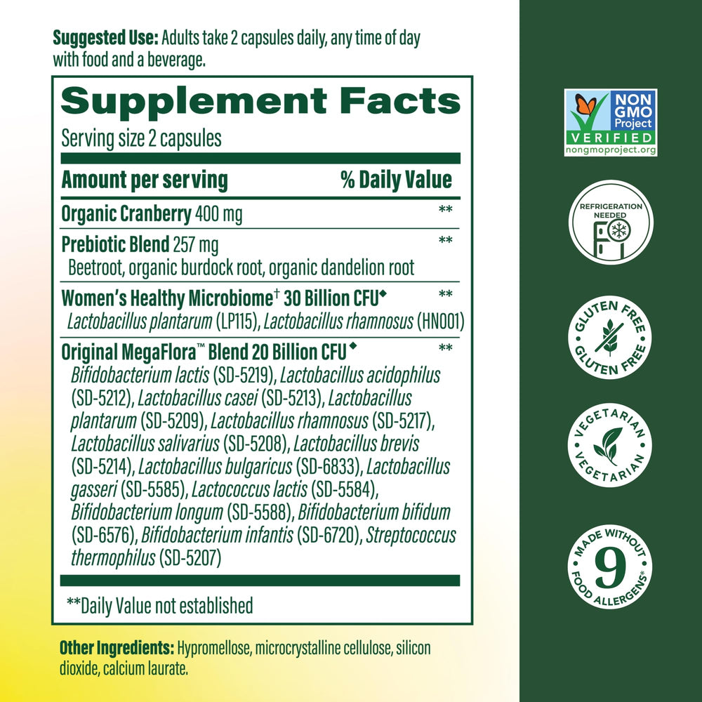 MegaFood MegaFlora Women capsules close-up for easy daily use