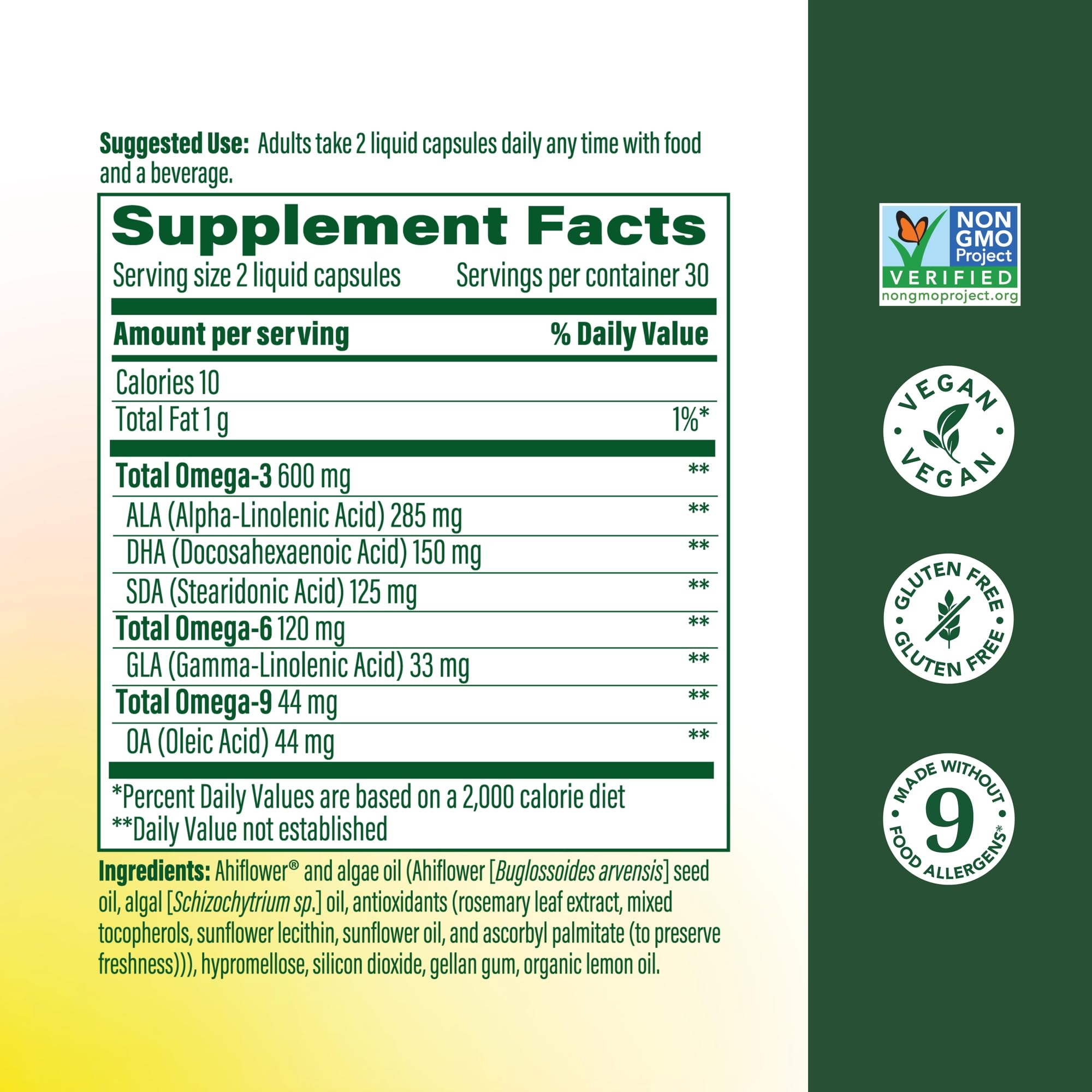 MegaFood Vegan Omega 3 6 9 capsules closeup for convenient daily use