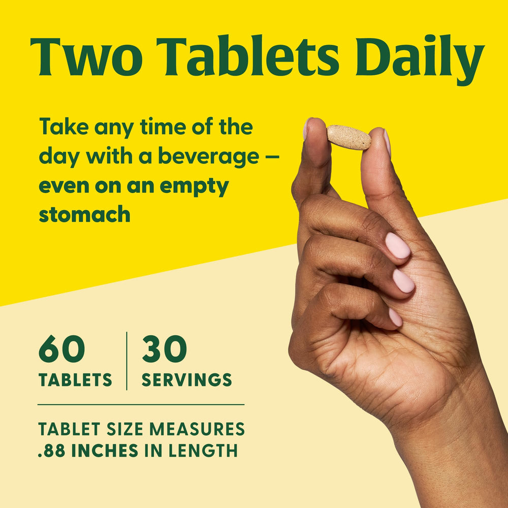 MegaFood Adrenal Strength magnesium glycinate tablet illustration emphasizing nutrient support.