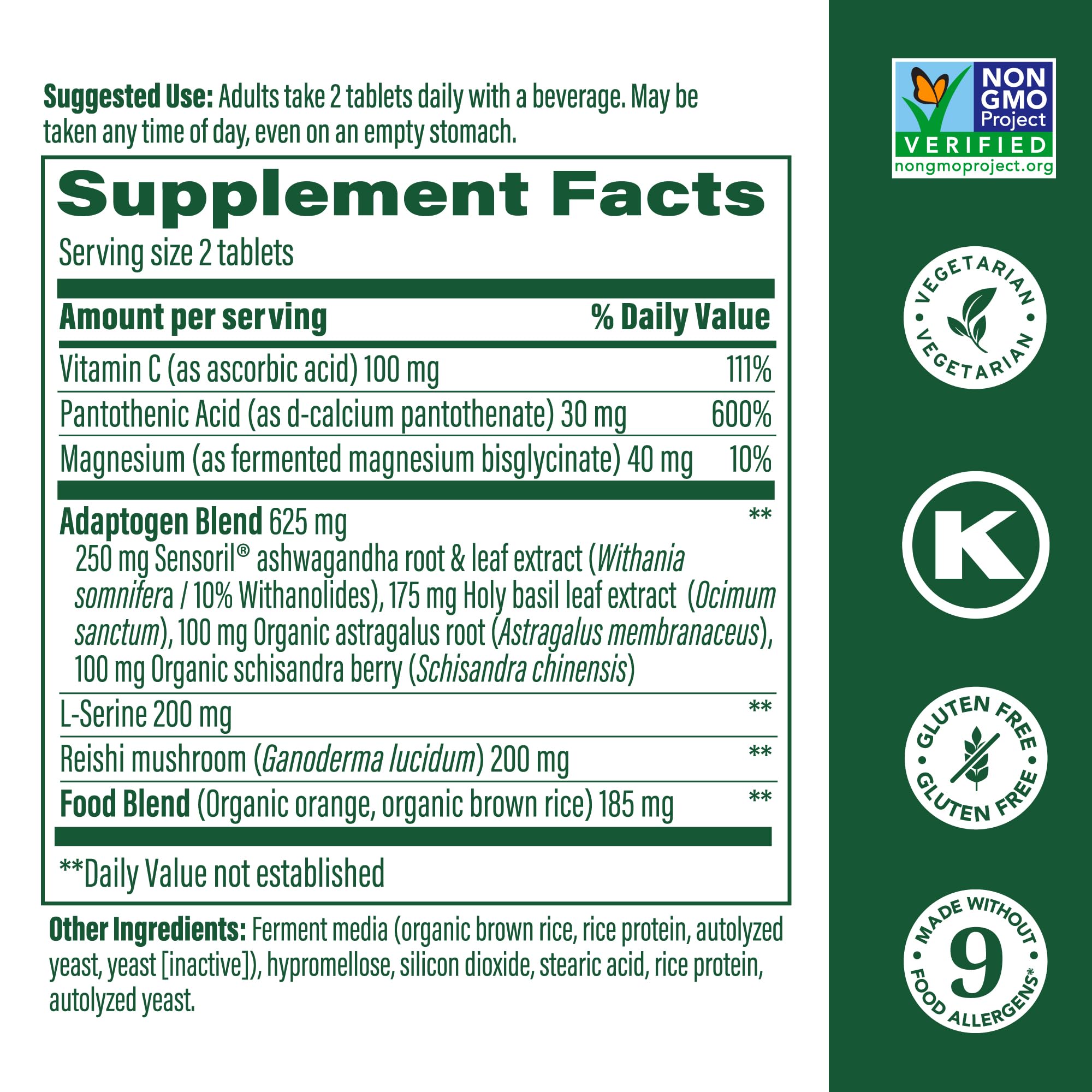 Close-up of MegaFood Adrenal Strength tablets easy to take