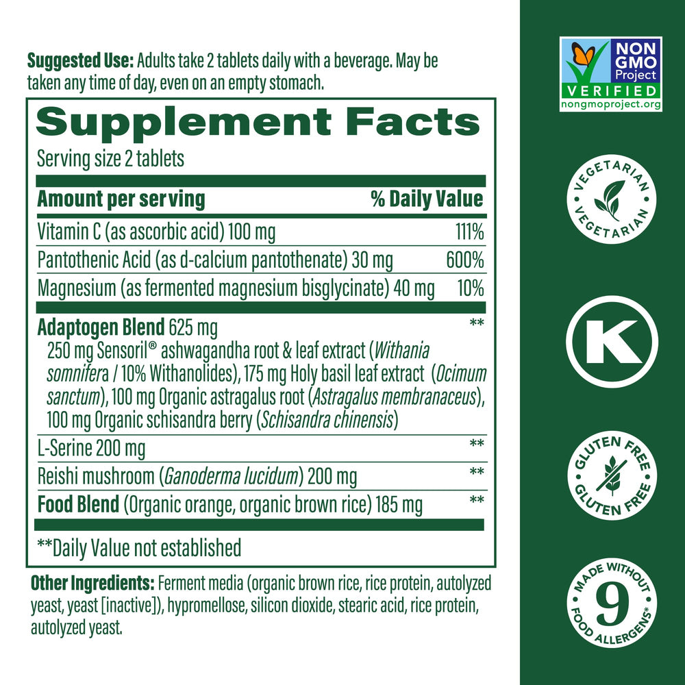 Close-up of MegaFood Adrenal Strength tablets easy to take