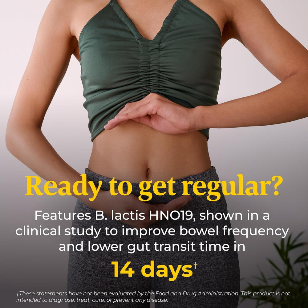 Label highlights B. lactis HN019 for potential regularity support.