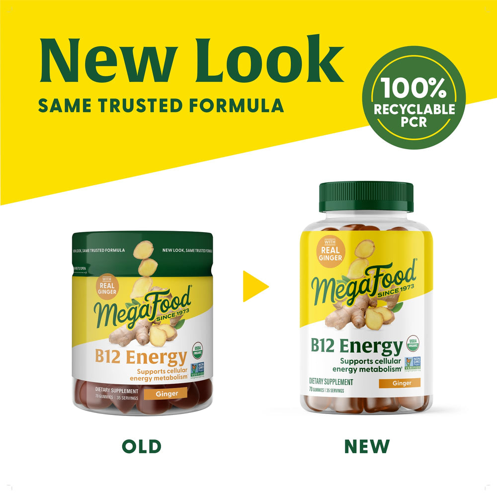 MegaFood B12 Energy Gummies nutrition panel on jar for health-conscious shoppers