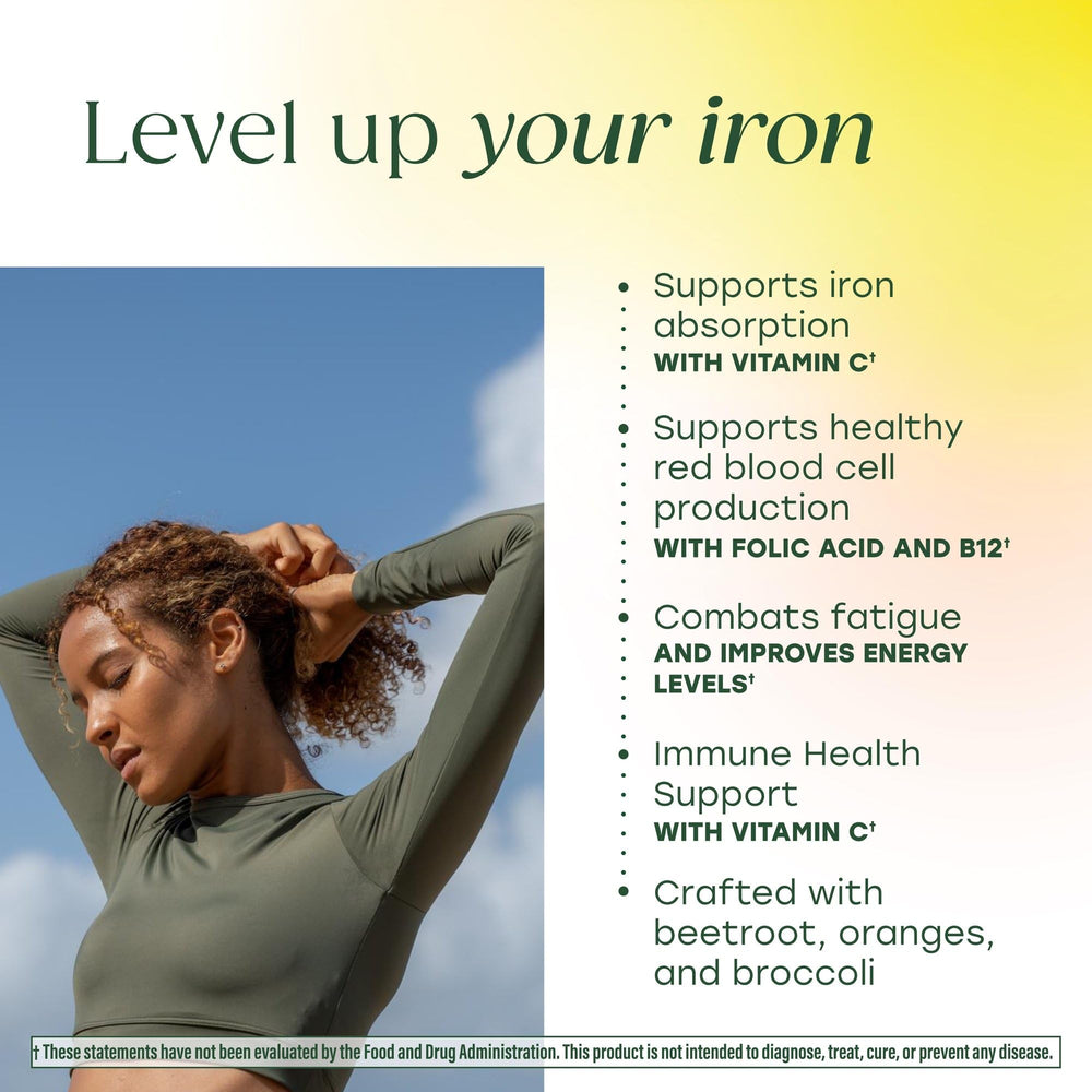 MegaFood Blood Builder label detail confirms vegan, non-GMO ingredients.