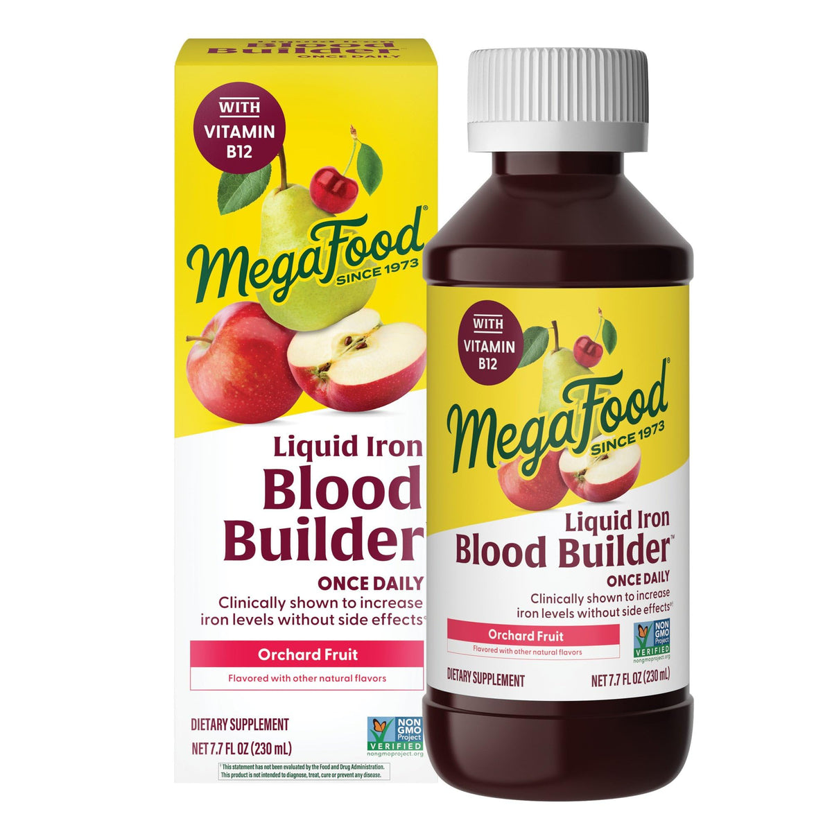 MegaFood Blood Builder liquid iron bottle for daily family use.