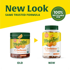 Real food blend label featuring orange, cranberry, blueberry, and ginger