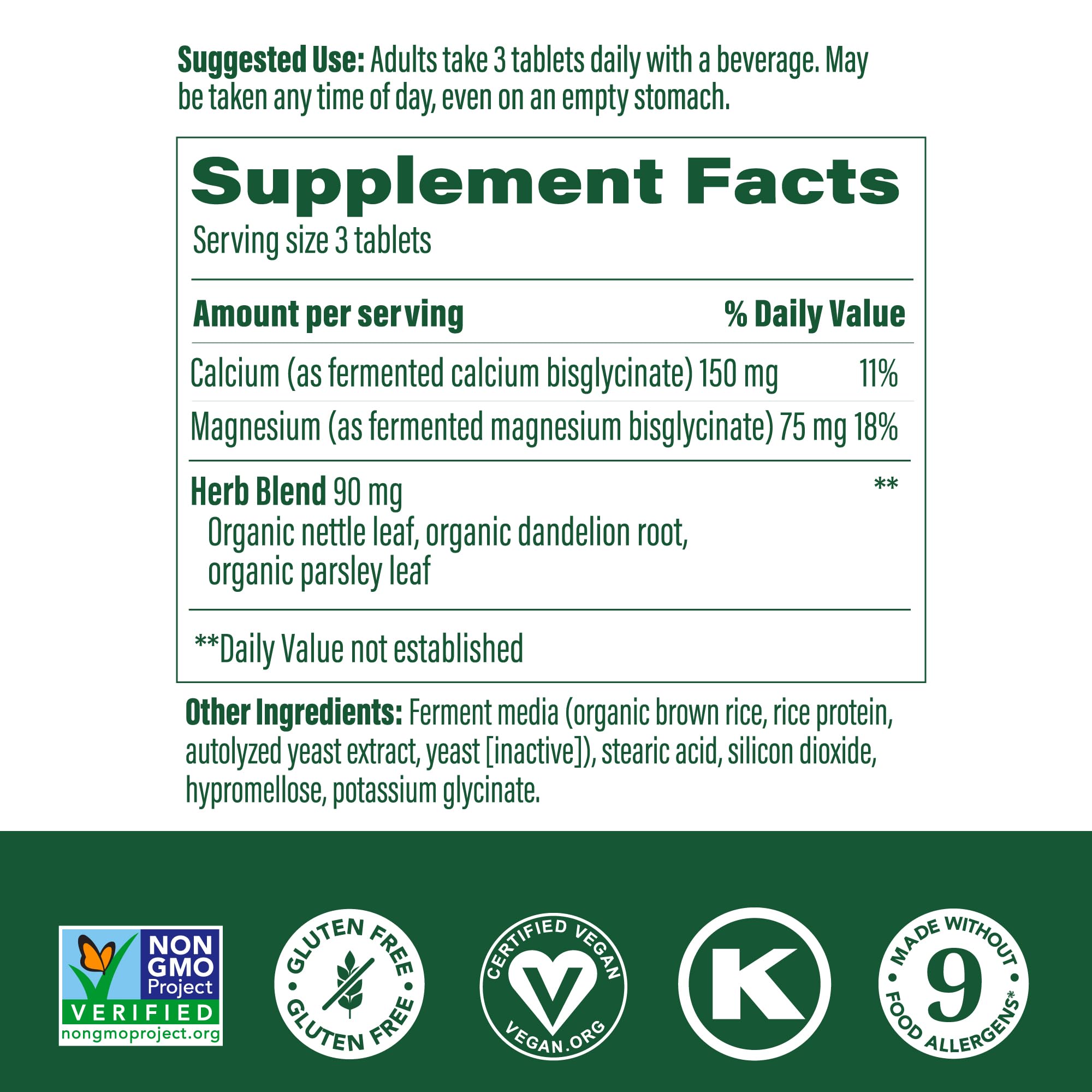 Tablets close-up of MegaFood Calcium and Magnesium for daily use