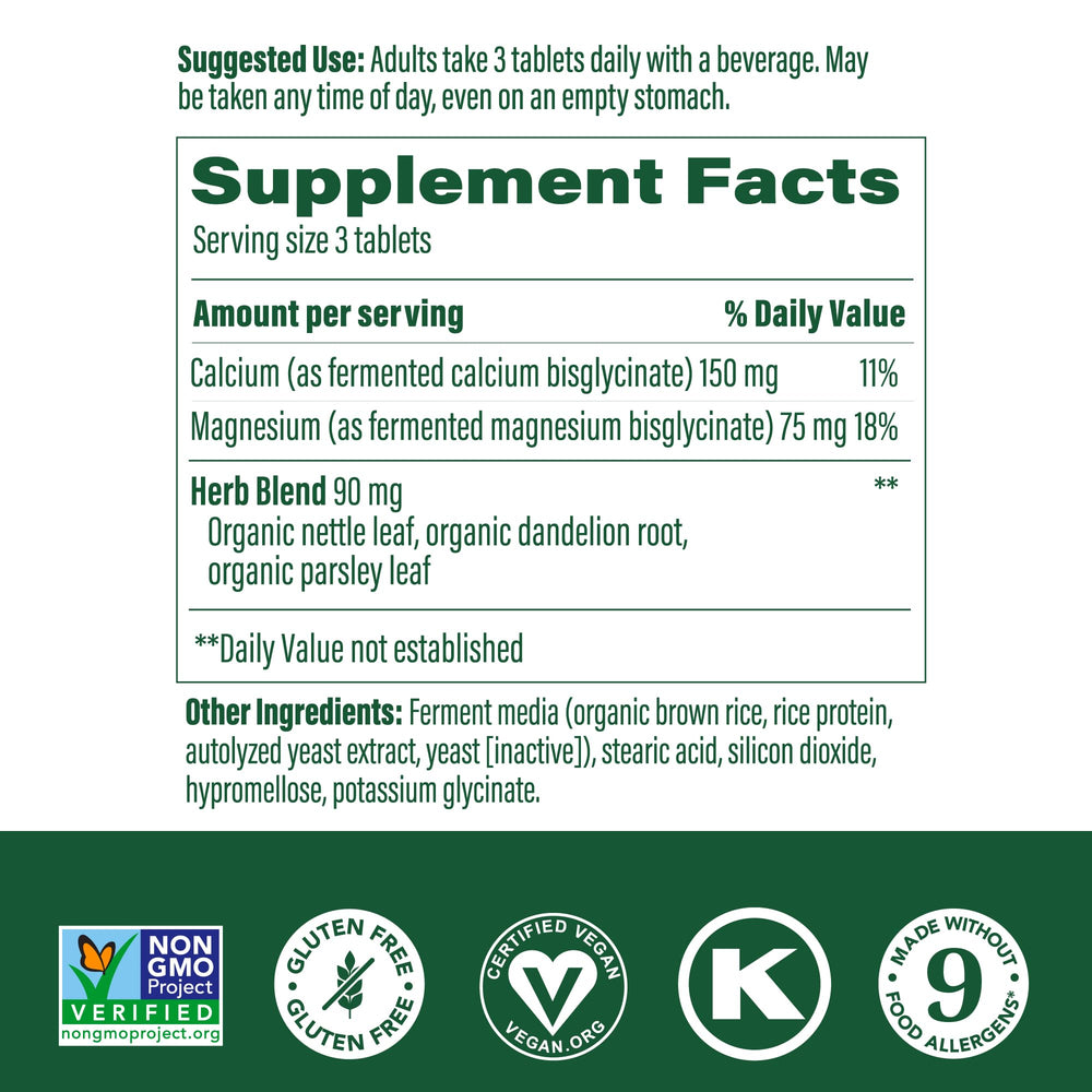 Tablets close-up of MegaFood Calcium and Magnesium for daily use