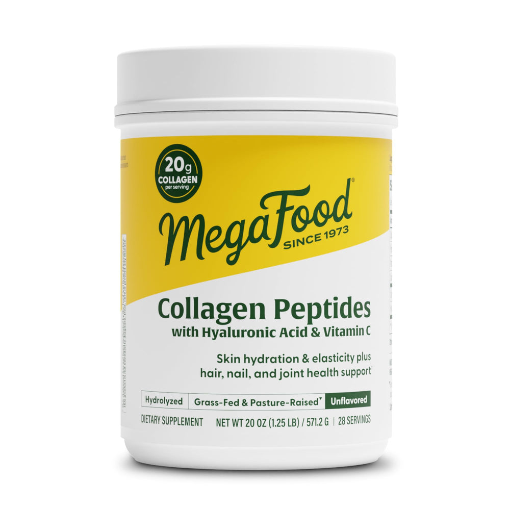 MegaFood Collagen Peptides bottle front, grass-fed formula for skin support.