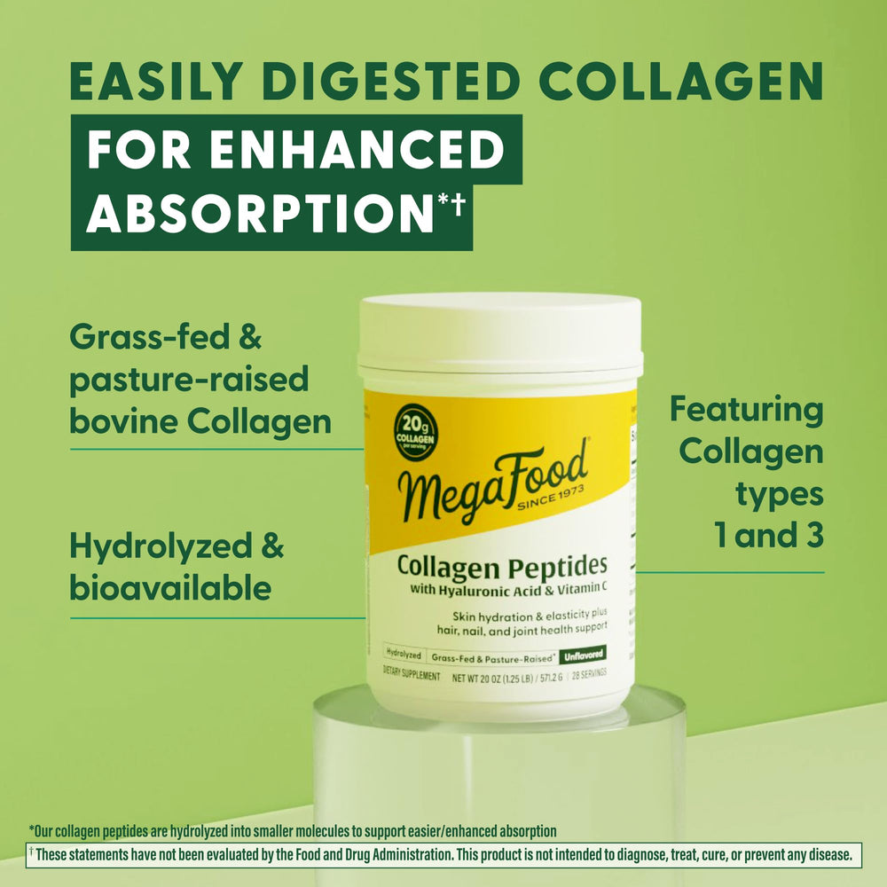 MegaFood Collagen Peptides mixed into smoothie for daily protein and joint support.