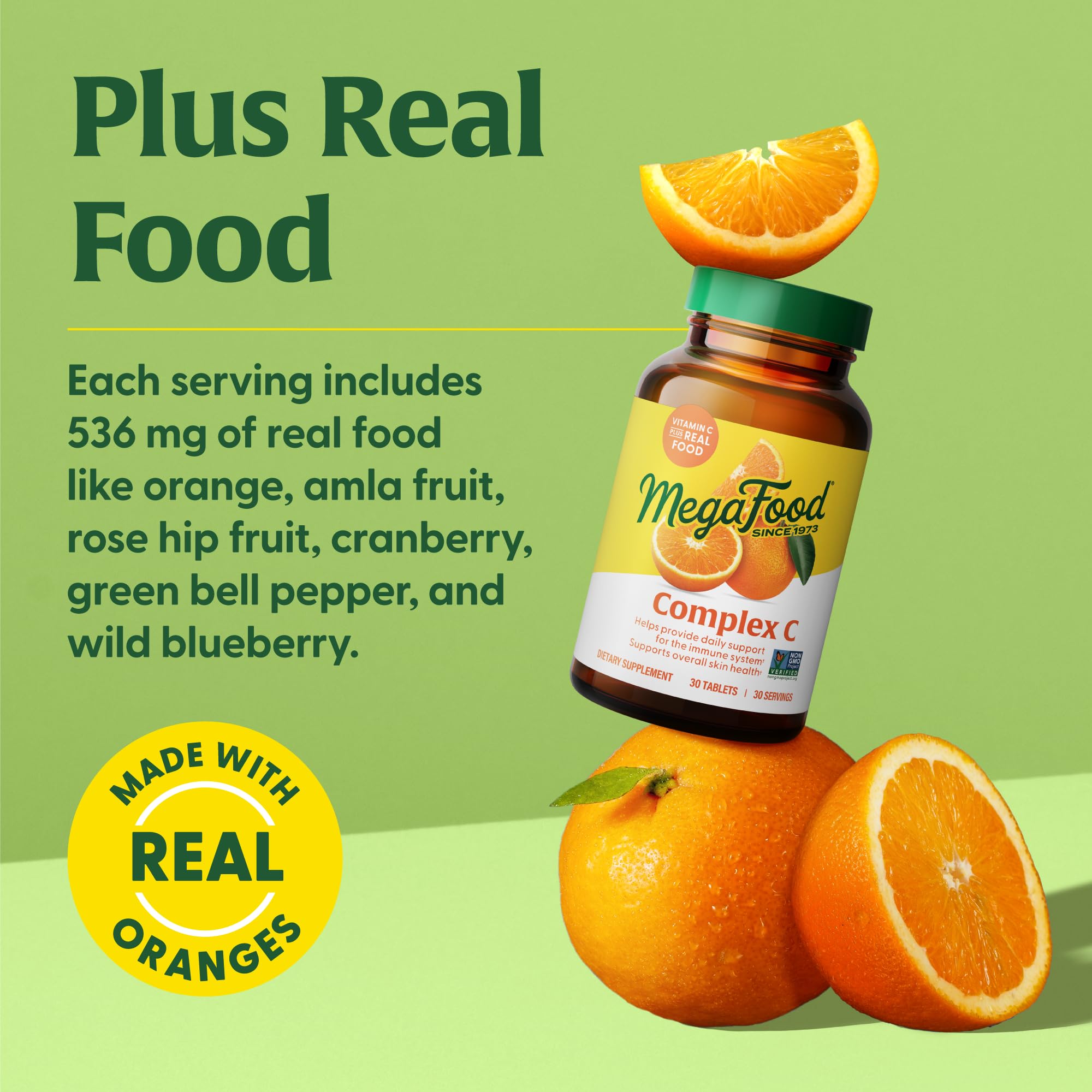 MegaFood Complex C real-food blend with cranberry and rose hip for routine.