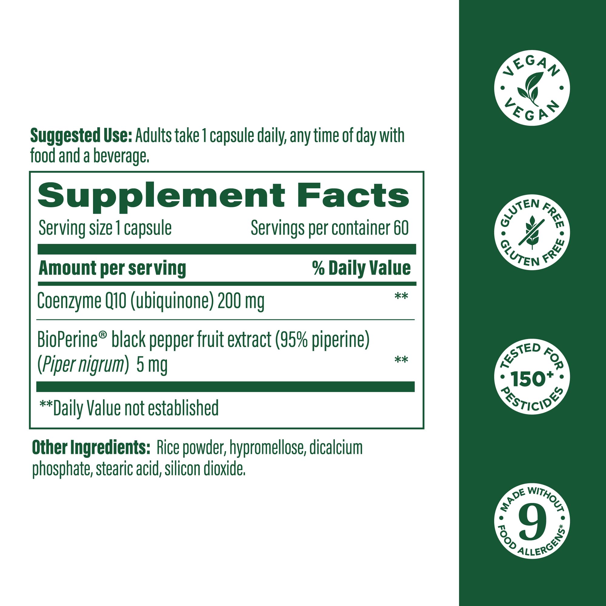 BioPerine black pepper extract on MegaFood label to enhance absorption