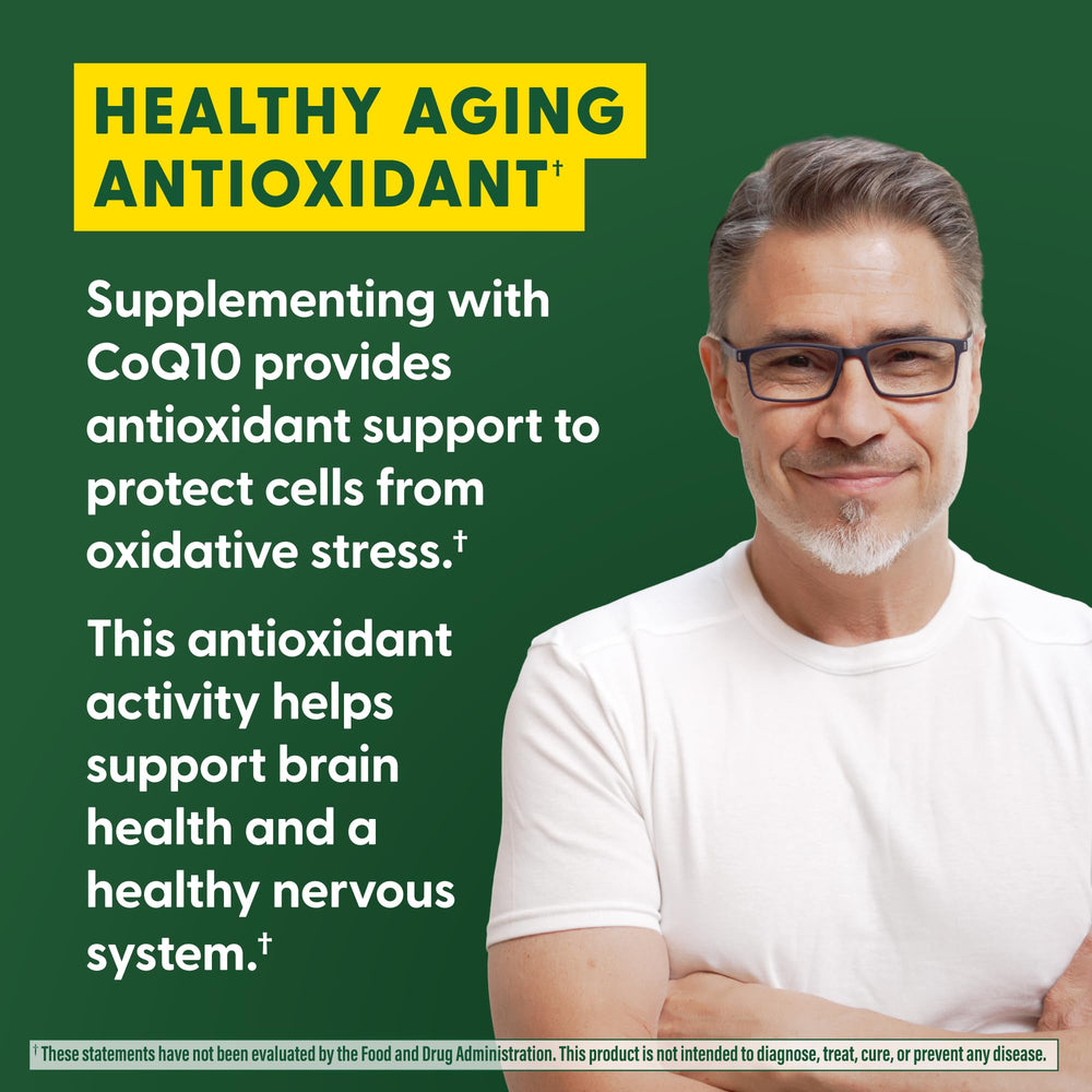 Close-up of MegaFood CoQ10 capsules designed for easy daily intake