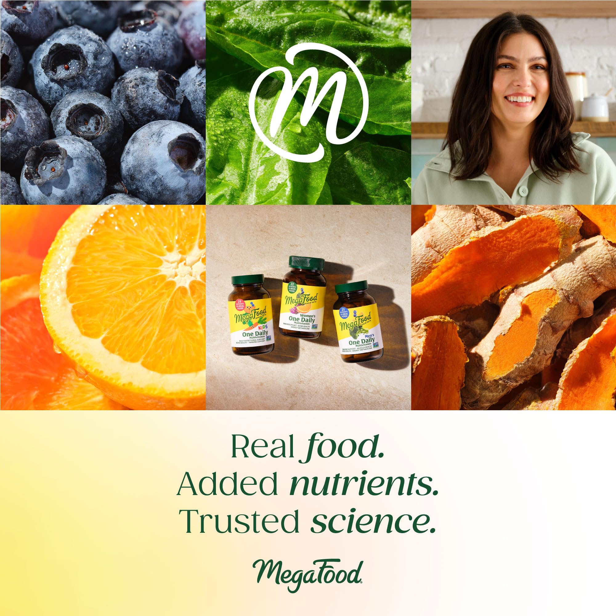 MegaFood Daily Turmeric Powder packaging-eco highlights allergen-free, gluten-free promise