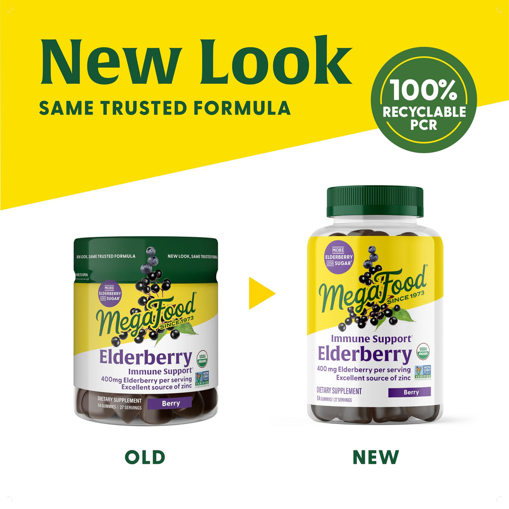 MegaFood Elderberry Gummies close-up of gummies, a tasty immune-support option for family use.