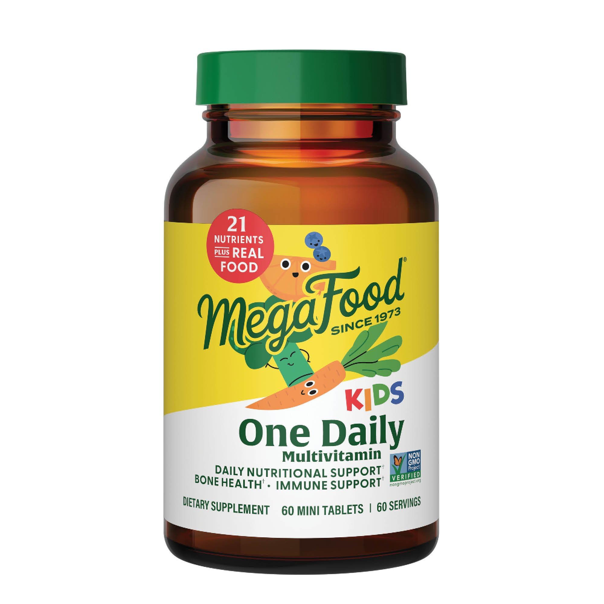 MegaFood Kids One Daily multivitamin bottle front for kid friendly daily nutrition