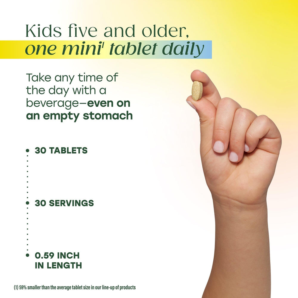 Packaging shot of MegaFood Kids One Daily multivitamin 30-count bottle